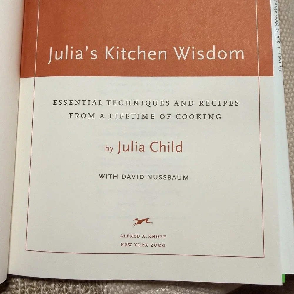 Julia's Kitchen Wisdom HC/DJ Julia Child 2000 Alfred A Knopf Cookbook Recipes